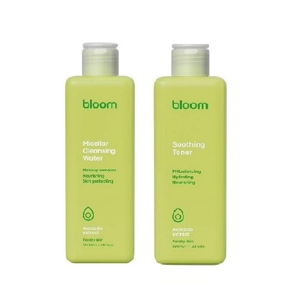 تونر صورت بلوم مدل آووکادو مناسب برای پوست خشک حجم 250 میلی لیتر به همراه میسلارواتر صورت بلوم مدل عصاره آووکادو مناسب برای پوست خشک حجم 250 میلی لیتر