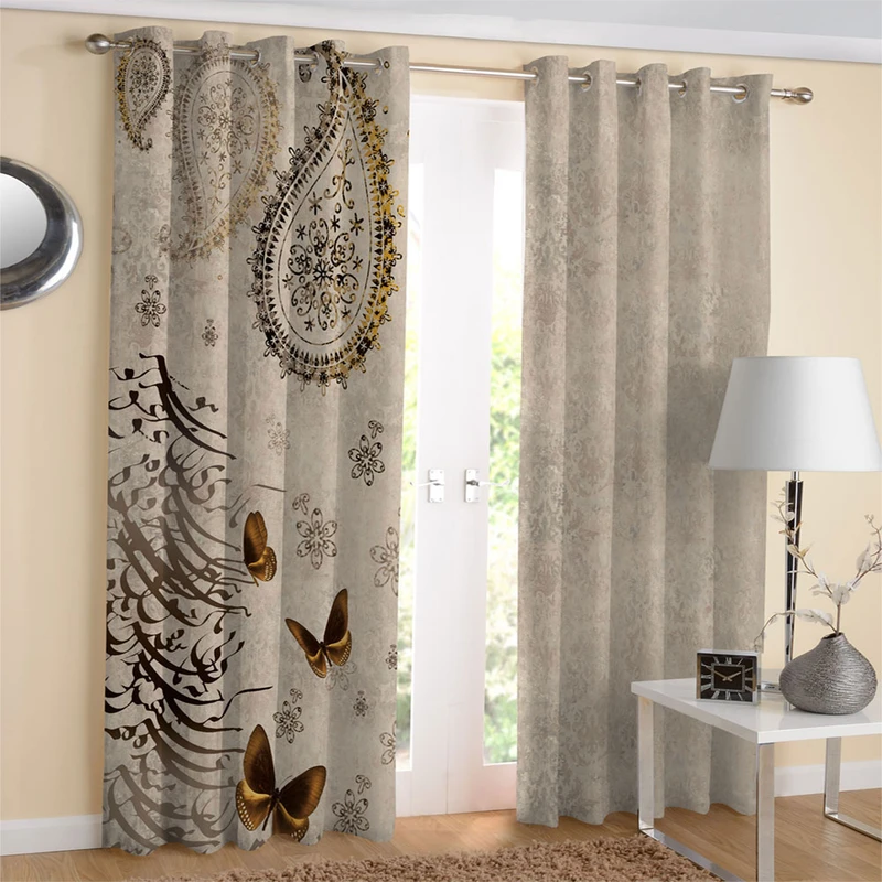 پرده مدل هازان چاپی طرح سنتی نستعلیق کد 3205 سایز 140x280 سانتیمتر