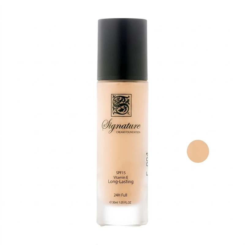کرم پودر مایع spf 15 سیگنیچر مدل فول کاور شماره F004 مناسب برای انواع پوست حجم 35 میلی‌ لیتر 
