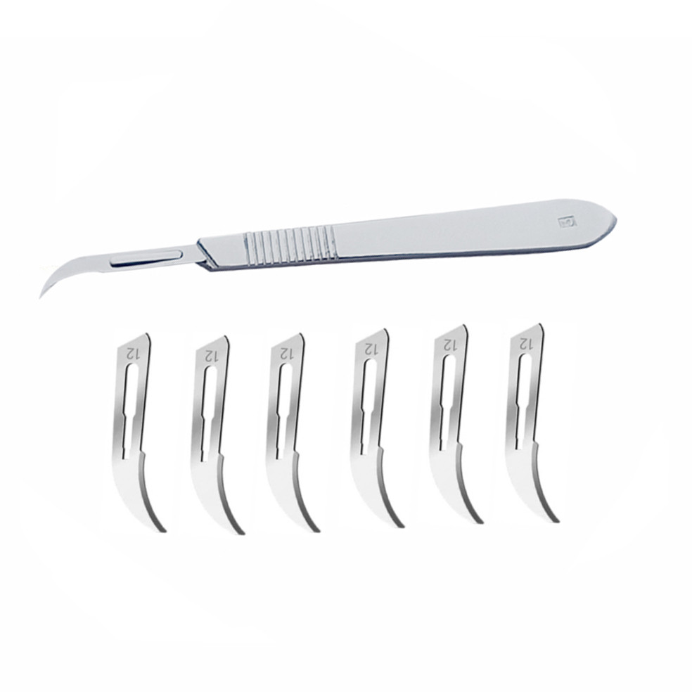 دسته تیغ جراحی مدل SKKJQWRT002369 شماره 3 به همراه تیغ استرریل مدل SKJHP002364  مجموعه 7 عددی