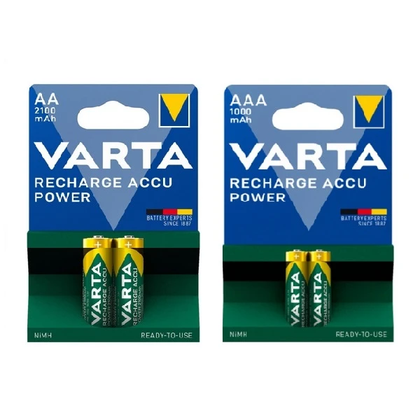 باتری قلمی و نیم قلمی قابل شارژ وارتا مدل ACCU power Ready-to-use 2100-1000  بسته 4 عددی