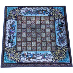 صفحه شطرنج خاتم کاری طرح چوگان کد 3467