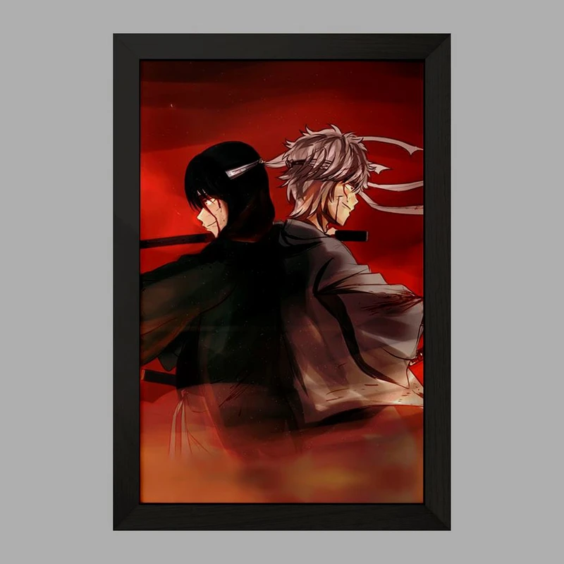 تابلو خندالو مدل گینتوکی و شینسوکه انیمه گینتاما  کد 12932