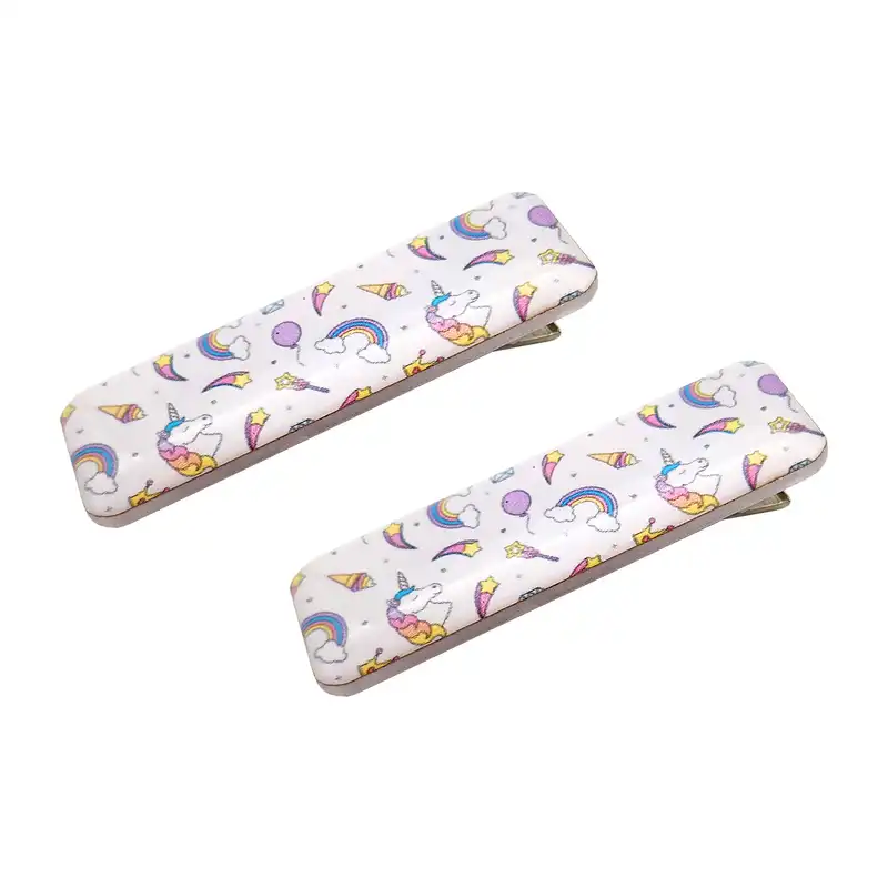 گیره مو دخترانه مدل یونیکورن کد SNG259-WH بسته 2 عددی