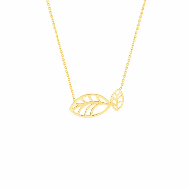 گردنبند طلا 18 عیار زنانه مدل برگ حصیری