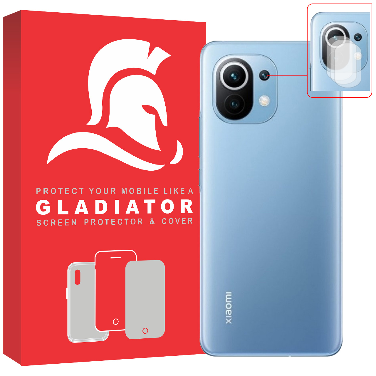 محافظ لنز دوربین گلادیاتور مدل GCX3000 مناسب برای گوشی موبایل شیائومی Mi 11 lite بسته سه عددی