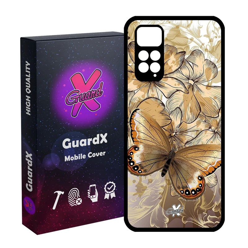 کاور گارد ایکس طرح پروانه مدل Glass10272 مناسب برای گوشی موبایل شیائومی Redmi Note 11S/ Note 11 4G