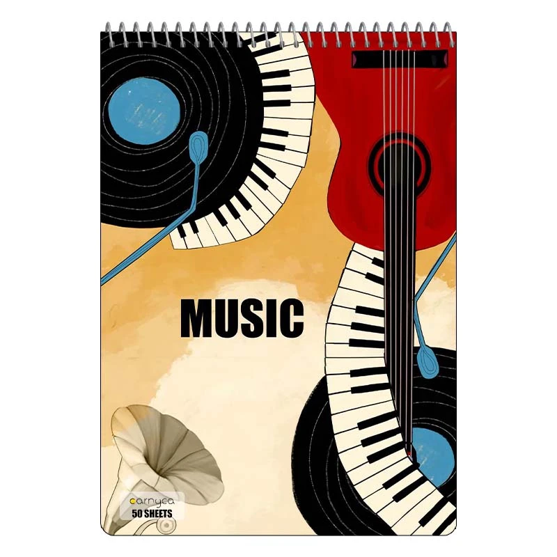 دفتر نقاشی 50 برگ سیمی کارنیکا طرح موسیقی Music کد 78230