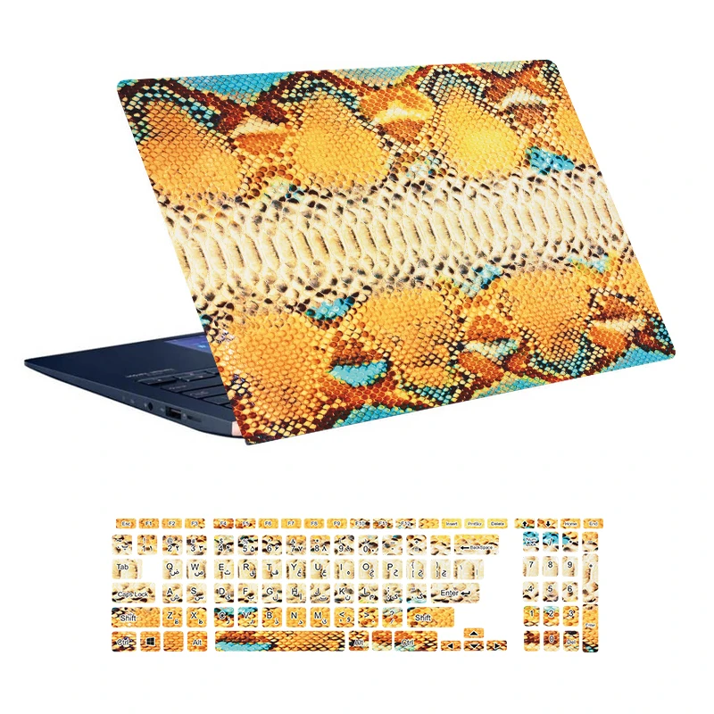 استیکر لپ تاپ توییجین و موییجین طرح Snake کد 12 مناسب برای لپ تاپ 15.6 اینچ به همراه برچسب حروف فارسی کیبورد 