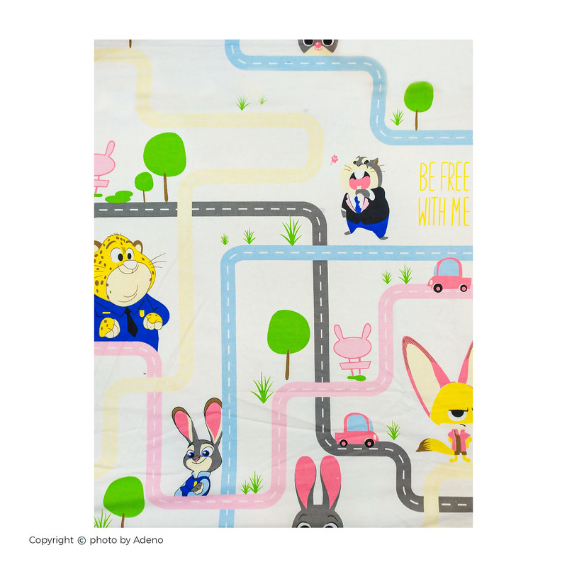 ملحفه آدنو مدل Zootopia کد IR82 یک نفره سایز 70x135 سانتی متر