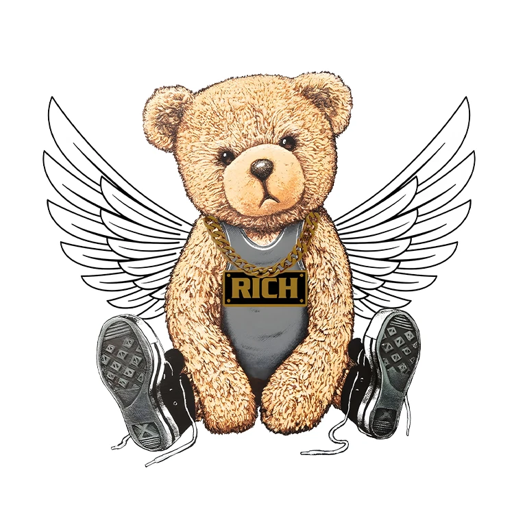 استیکر پارچه و لباس پاد آفرین مدل کارتونی طرح خرس تدی کد S3547