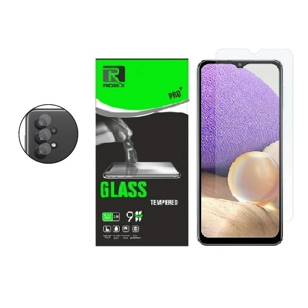 محافظ صفحه نمایش روبیکس مدل SA-A32 مناسب برای گوشی موبایل سامسونگ Galaxy A32 به همراه محافظ لنز دوربین