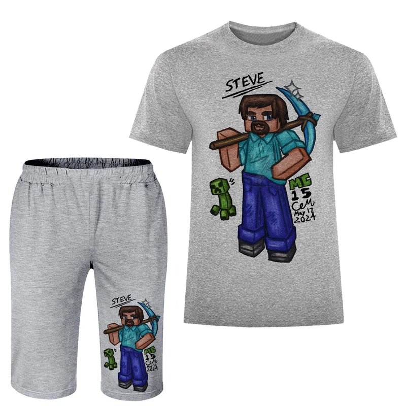 ست تی شرت و شلوارک مردانه مدل ماینکرفت A186