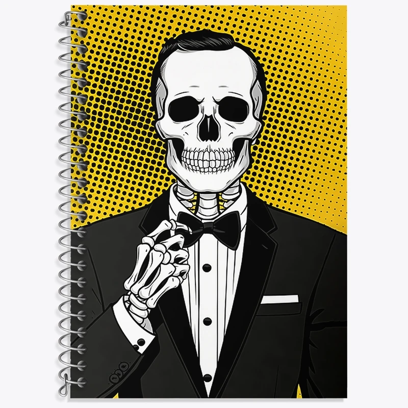 دفتر زبان 50 برگ خندالو مدل دو خط طرح اسکلت (Skeleton) کد F2869