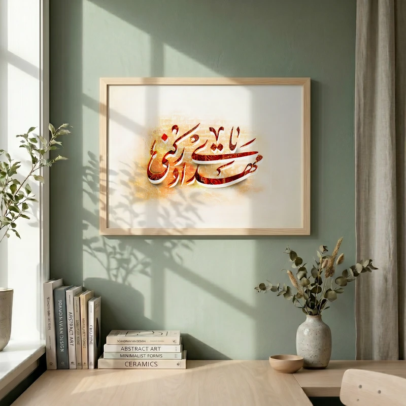 تابلو طرح یا مهدی ادرکنی مدل G15734 فریم کرم روشن