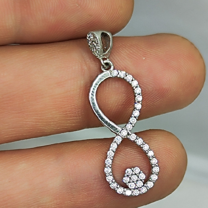 آویز گردنبند نقره زنانه نقره جات بافندگان مدل بی‌نهایت کد 5200