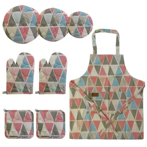 Home and Life Agnes Triangle Design Kitchen Textile Set