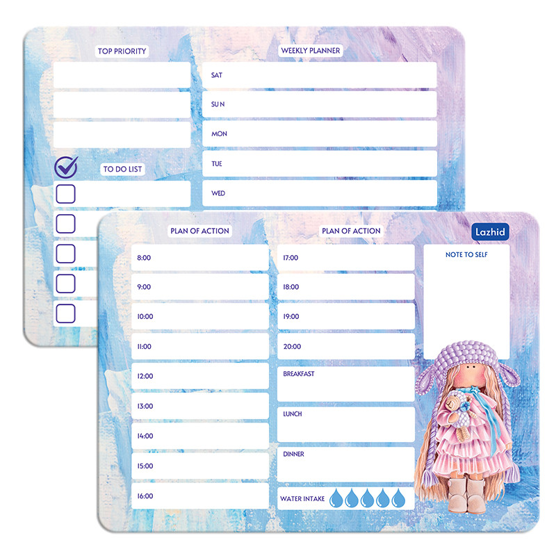 تخته وایت برد لاژید مدل برنامه ریزی سایز 14x18 سانتی متر مجموعه 2 عددی