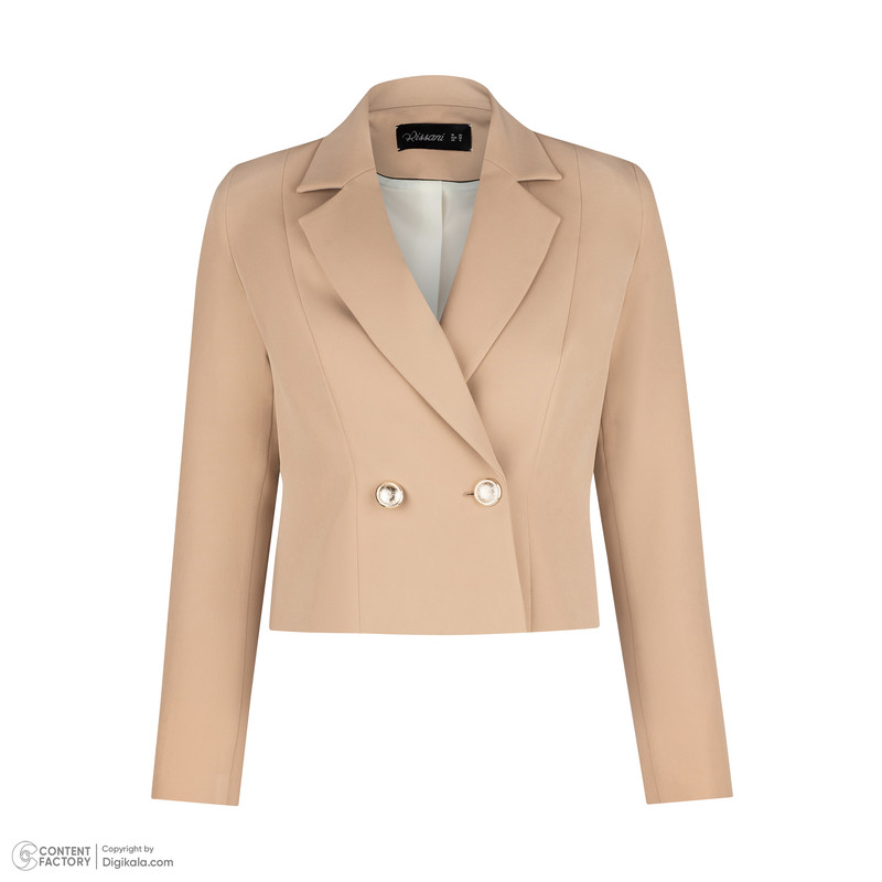 کراپ کت زنانه ریسانی مدل 5266 رنگ کرم