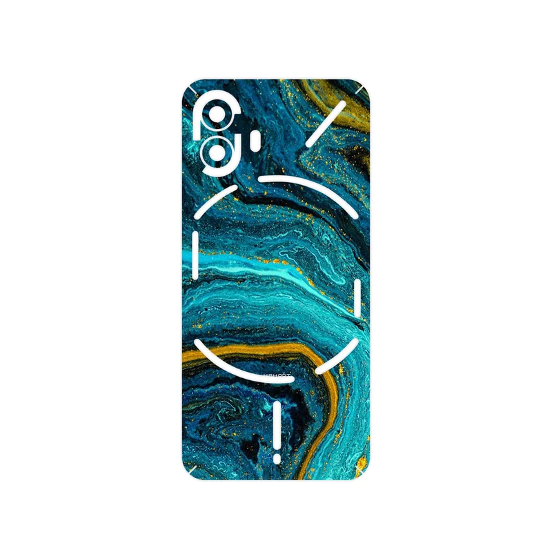برچسب پوششی ماهوت مدل Turquoise marblewith golden streaks مناسب برای گوشی موبایل ناتینگ Phone 2