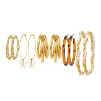 گوشواره حلقه&zwnj;ای زنانه کد er1201 مجموعه 5 عددی