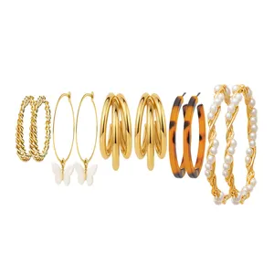 گوشواره حلقه‌ای زنانه کد er1201 مجموعه 5 عددی