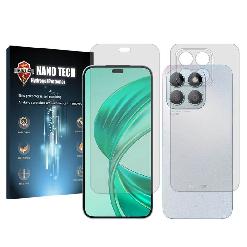 محافظ صفحه نمایش شفاف نانو تک مناسب برای گوشی موبایل آنر X8b به همراه محافظ پشت گوشی