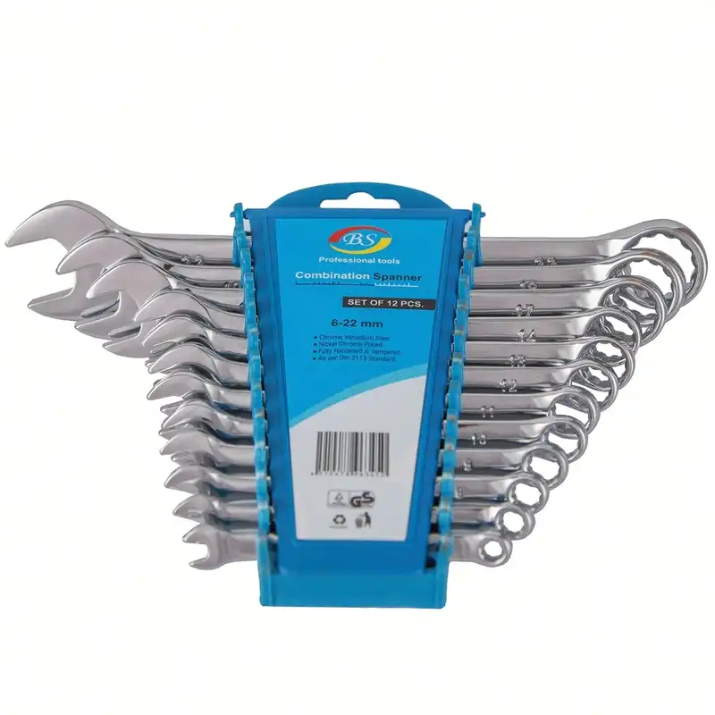 مجموعه 12 عددی آچار یکسر تخت و یکسر رینگی بی اس کد 00