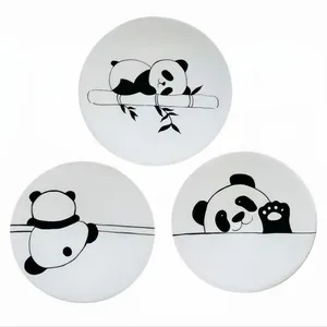 بشقاب دیوارکوب سفالی طرح پاندا کد D235 مجموعه 3 عددی