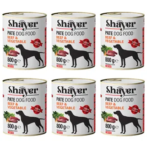 کنسرو غذای سگ شایر مدل Beef&Vegetable وزن 800 گرم بسته 6 عددی