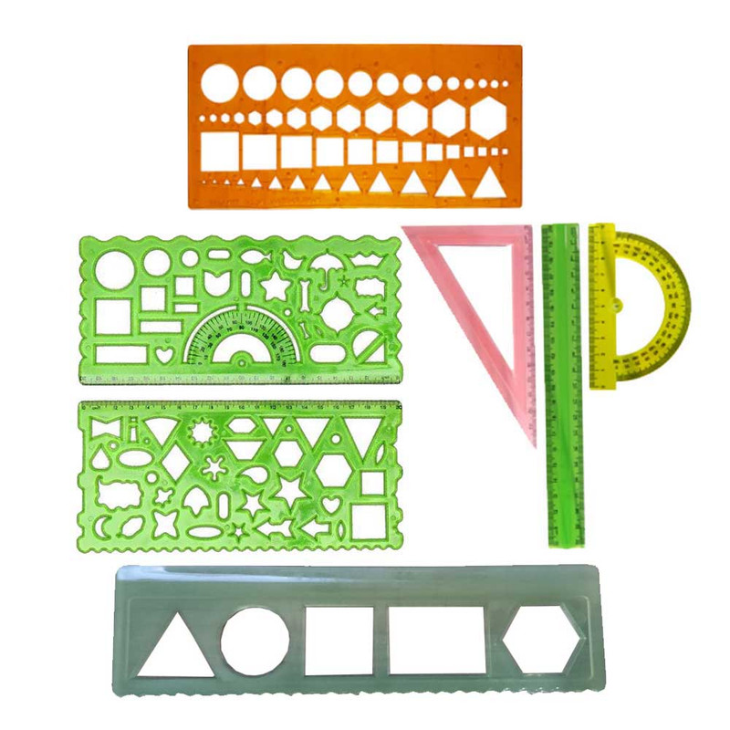 ست خط کش و شابلون کد Am-07 مجموعه 7 عددی ست خط کش و شابلون کد Am-07 مجموعه 7 عددی