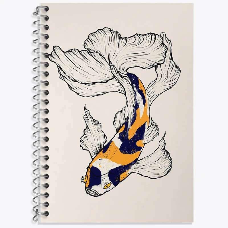 دفتر زبان 50 برگ خندالو مدل سه خط طرح ماهی کد F1758