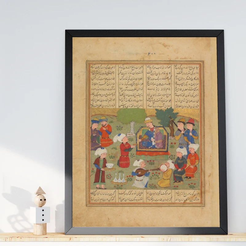 تابلو طرح نگارگری حماسی مدل G00195 فریم مشکی