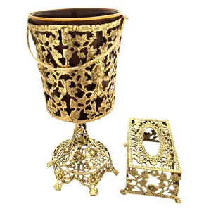 ست سطل و جعبه دستمال کاغذی برنجی کد 555
