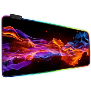 ماوس پد مخصوص بازی مدل Glowing Cool RGB 90x40 Fire and Ice