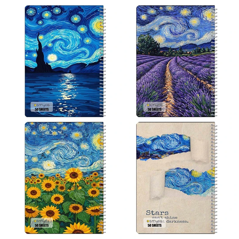 دفتر نقاشي 50 برگ کارنيکا طرح شب پرستاره فانتزی ون‌گوگ Fantasy Starry Night Van Gogh کد 75652 مجموعه 4 عددی