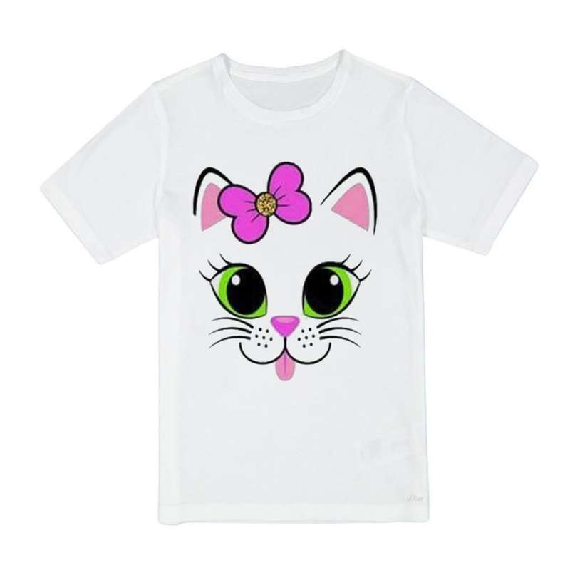 تی شرت آستین کوتاه دخترانه مدل CUTE CAT  کد BA56 s