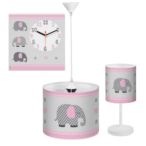 لوستر کودک مدل سه فیل کد EL-P-5522 به همراه آباژور و ساعت