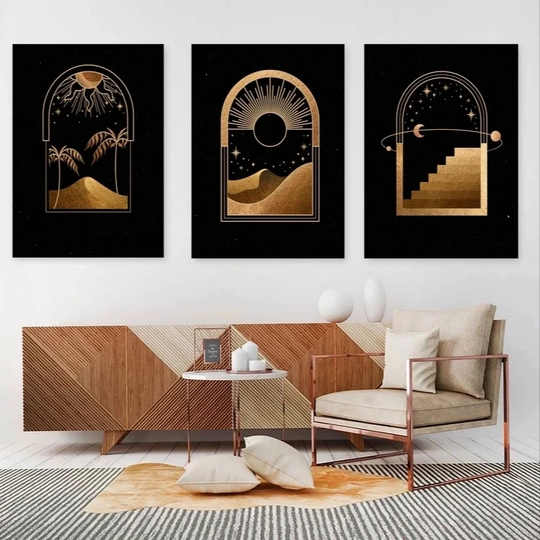 تابلو مدل بوهو طرح زیبایی های کویر کد TA9486 مجموعه سه عددی