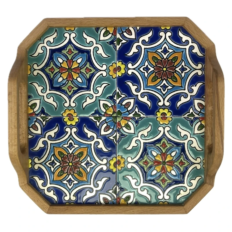 سینی کاشی کاری مدل چهارباغ ۲
