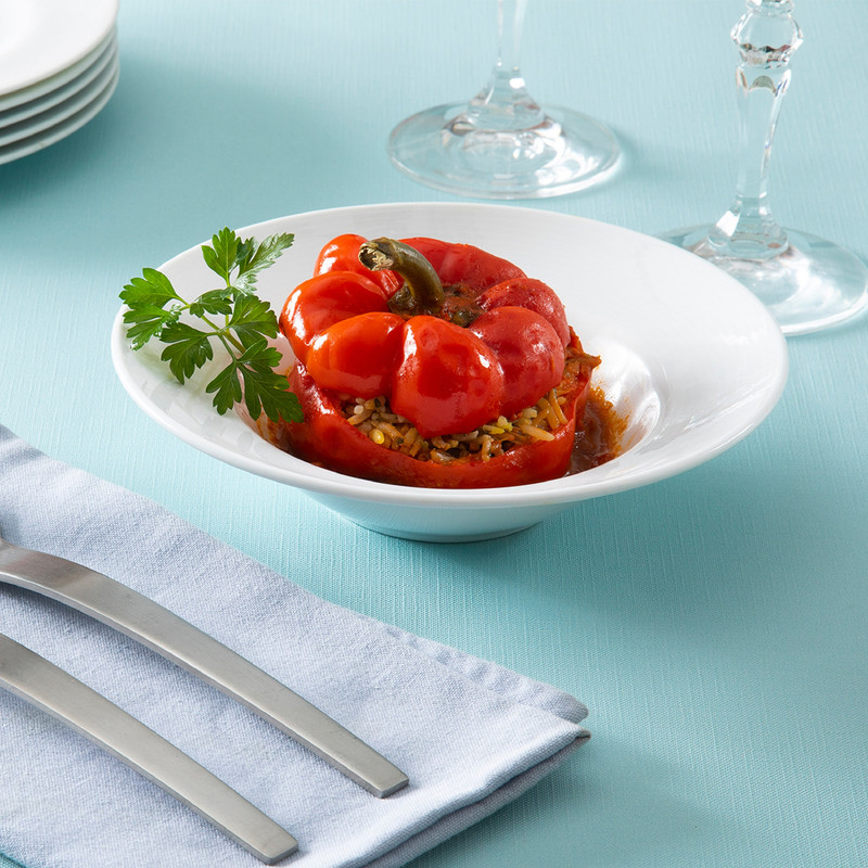 بشقاب غذاخوری زی مدل ظرف پاستا گود 18 تک نفره سفید درجه یک بسته شش عددی