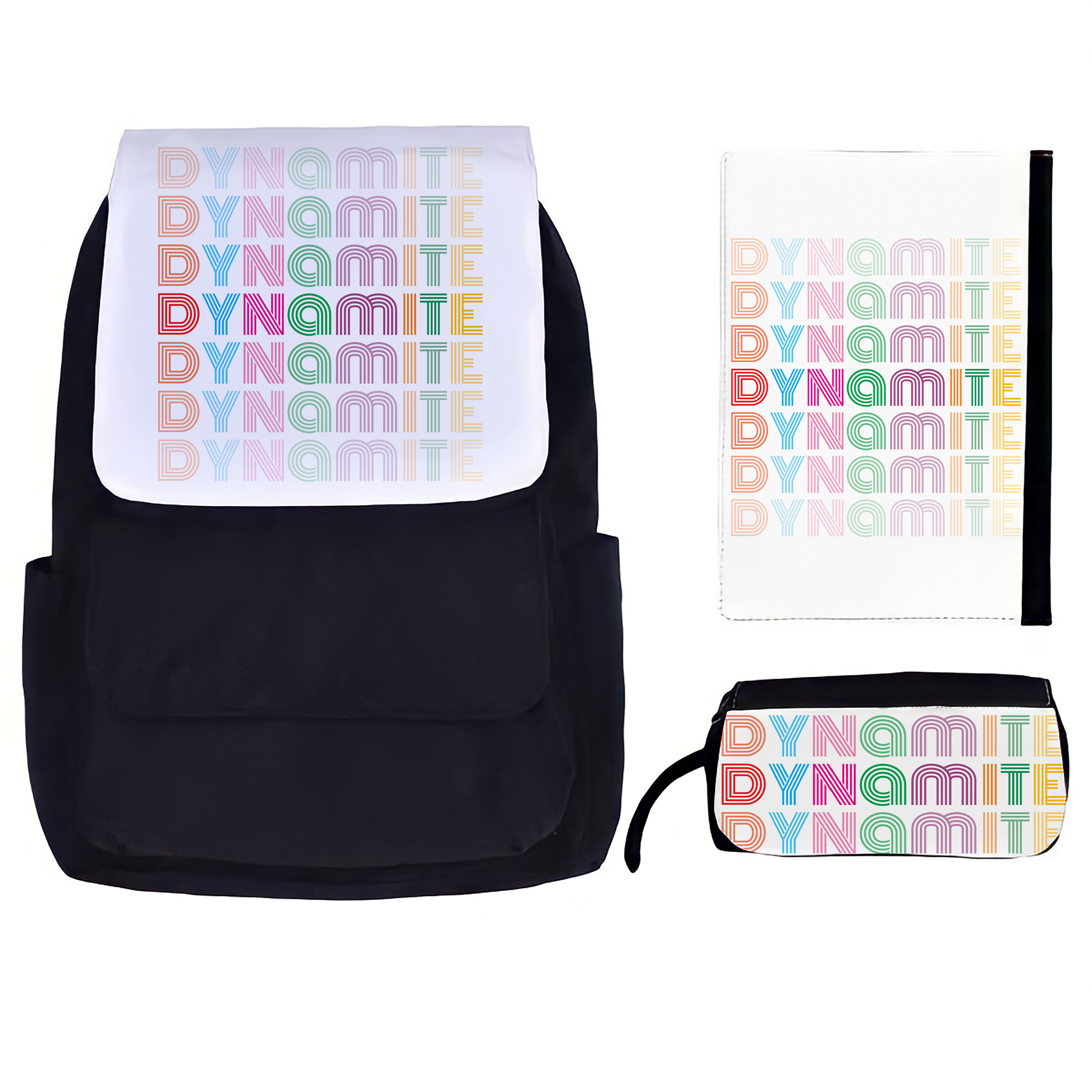 کوله پشتی مدل BTS Dynamite 009 به همراه جامدادی و کلاسور