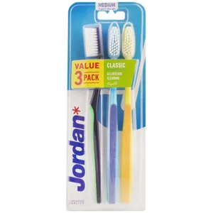 مسواک جردن مدل کلاسیک با برس متوسط بسته ۳ عددی