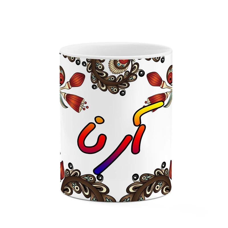 ماگ کاکتی مدل اسم آرنا طرح سنتی گل و بته کد mgh43508