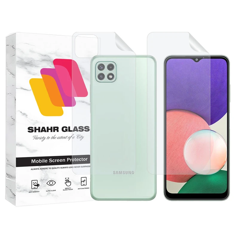 محافظ صفحه نمایش شهر گلس مدل MTNANFBSH مناسب برای گوشی موبایل سامسونگ Galaxy A22 5G به همراه محافظ پشت گوشی