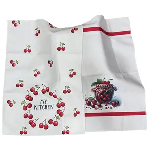 دستمال نظافت خانه و آشپزخانه نخ مدل آلبالو بسته 2 عددی