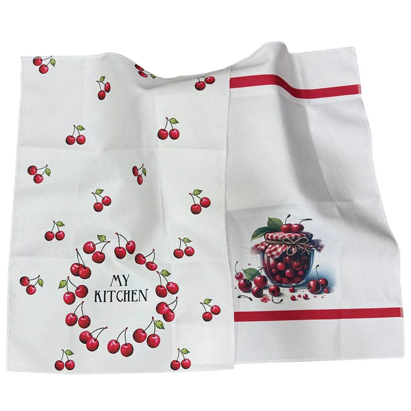 دستمال نظافت خانه و آشپزخانه نخ مدل آلبالو بسته 2 عددی