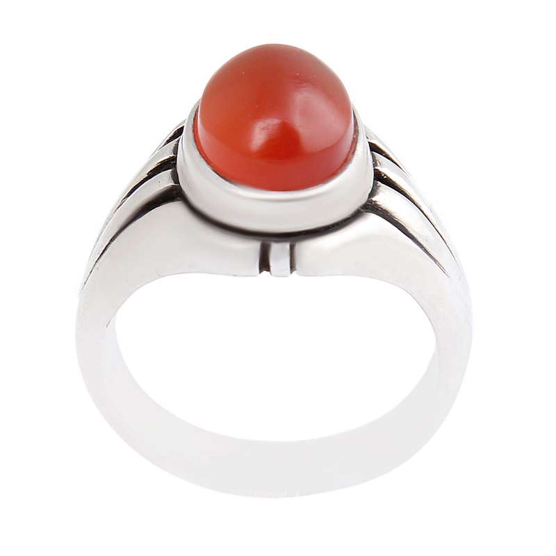 انگشتر نقره مردانه مدل عقیق سرخ رکاب دست ساز کد AM_2481