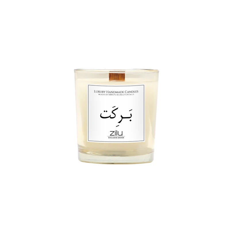 شمع لیوانی معطر شمع زیلو مدل برکت با رایحه وانیل زمان اتمام 35 ساعت