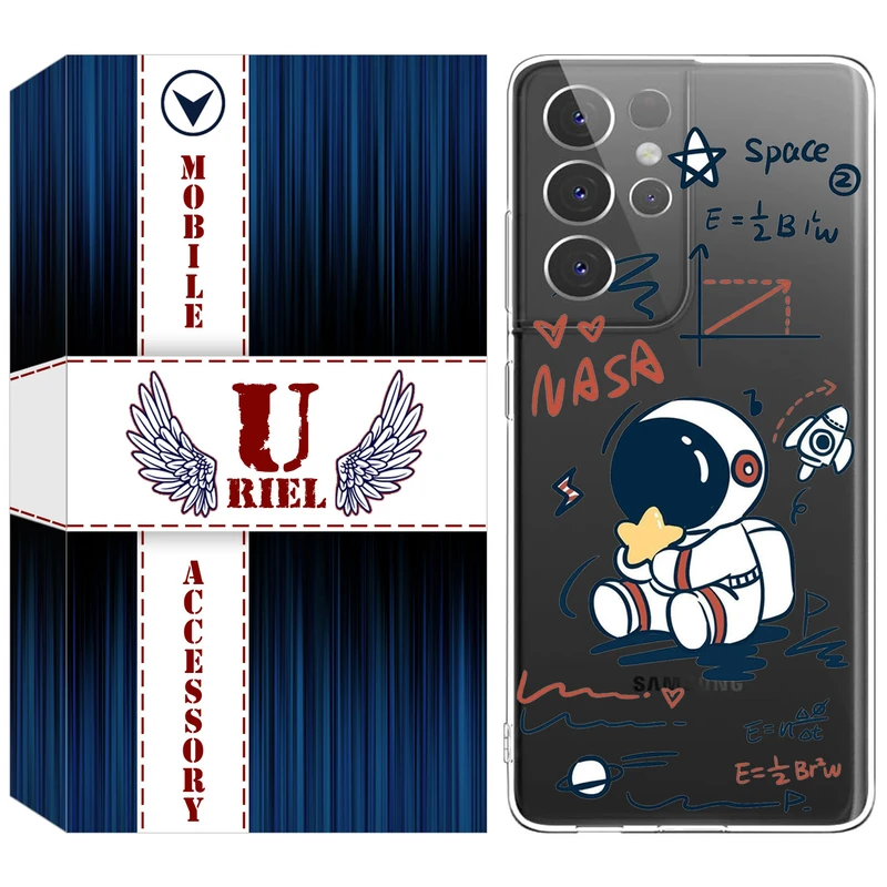 کاور یوریل مدل Clear کد 1 طرح فضانورد مناسب برای گوشی موبایل سامسونگ Galaxy S21 Ultra
